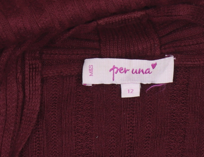 Marks and Spencer Per Una Women Red Size 12 Open Knit Cardigan