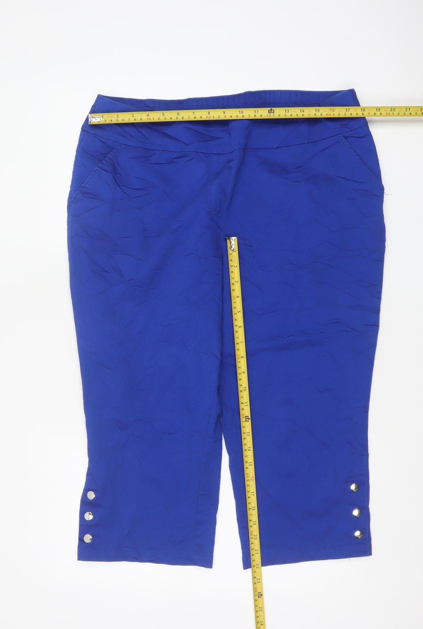 Kaleidoscope Women Blue UK 18 Capri Cropped Stretch Trousers