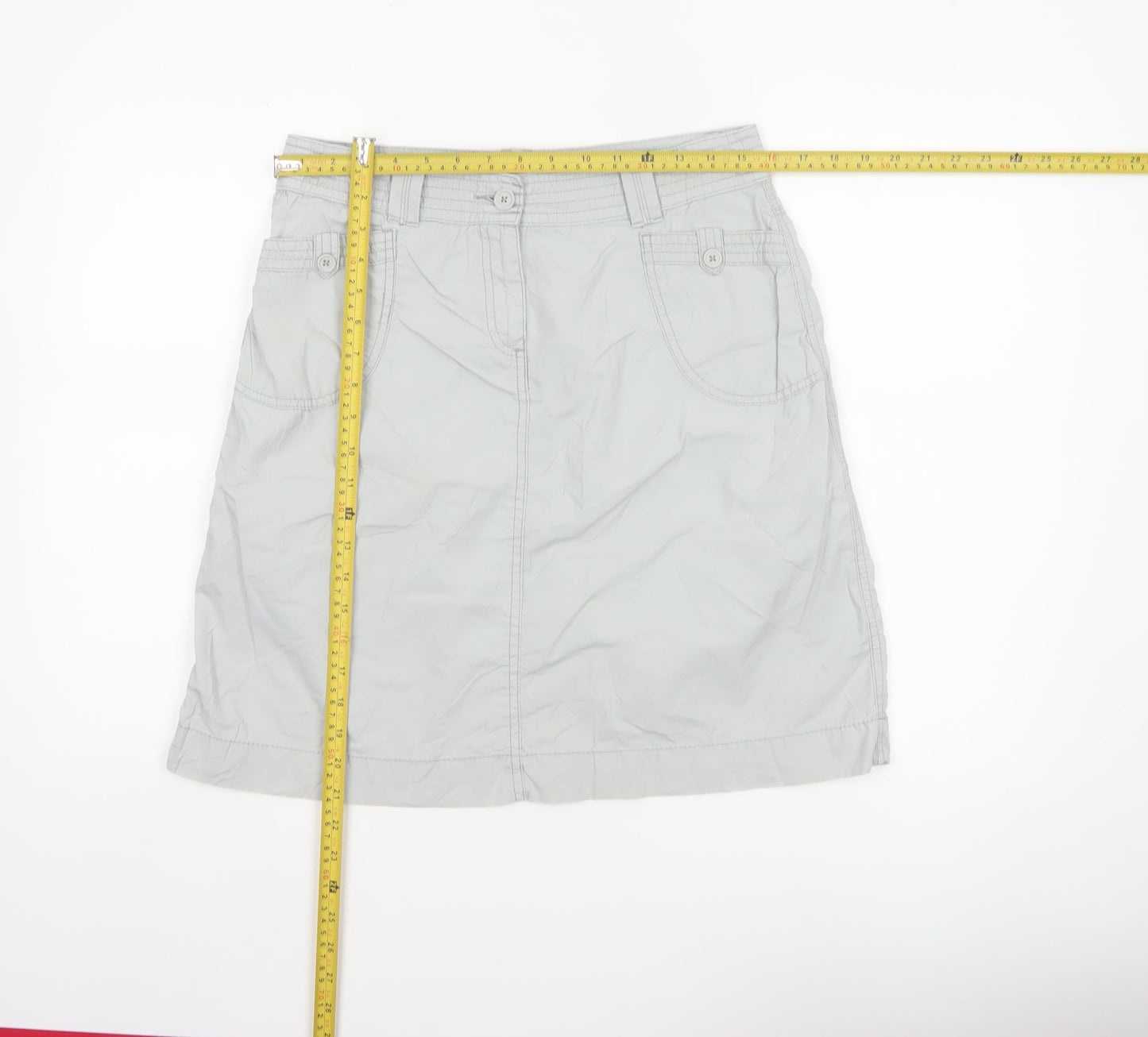 Marks and Spencer Women's Grey UK 12 Straight Knee Length Cotton Skirt