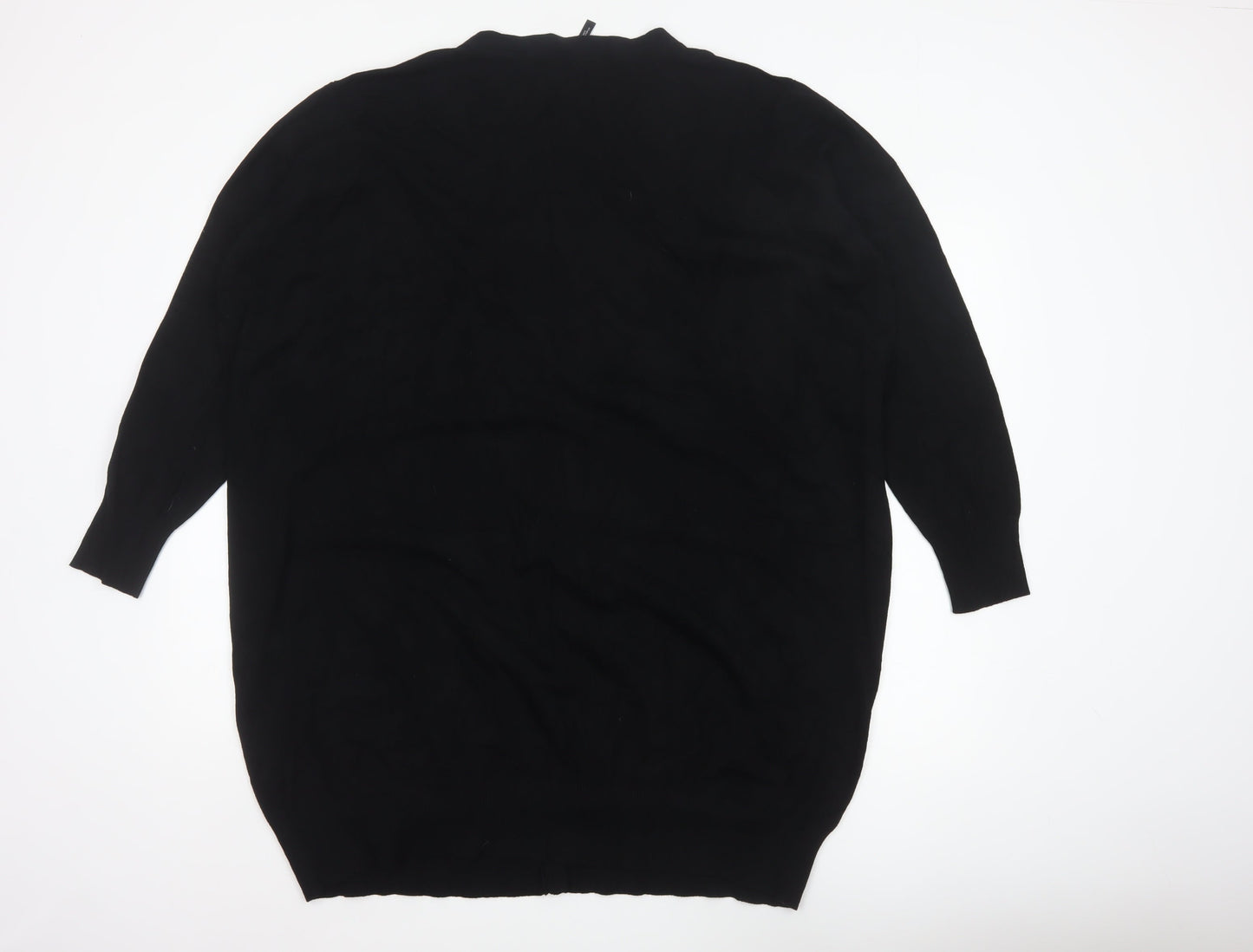 Capsule Women Black UK 28 Longline V-Neck Button Cardigan Pockets