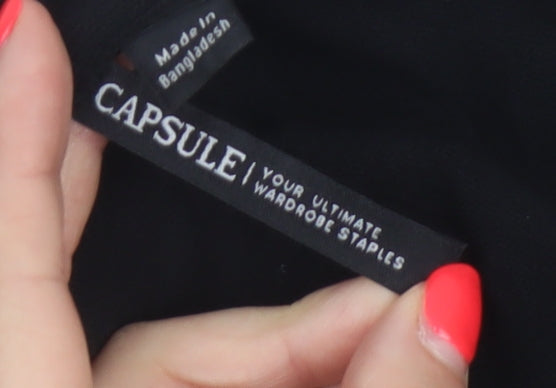 Capsule Women Black UK 28 Longline V-Neck Button Cardigan Pockets