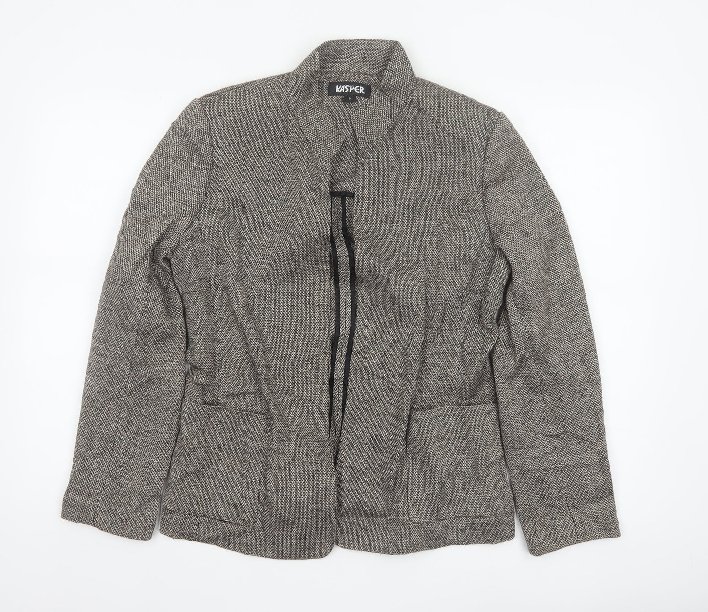 Kasper Women’s Grey Linen Blend Open Front Tweed Jacket Size 8