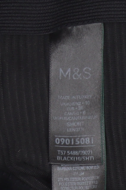 Marks & Spencer Women Black UK 12 Cropped Wide Leg Velvet Trousers