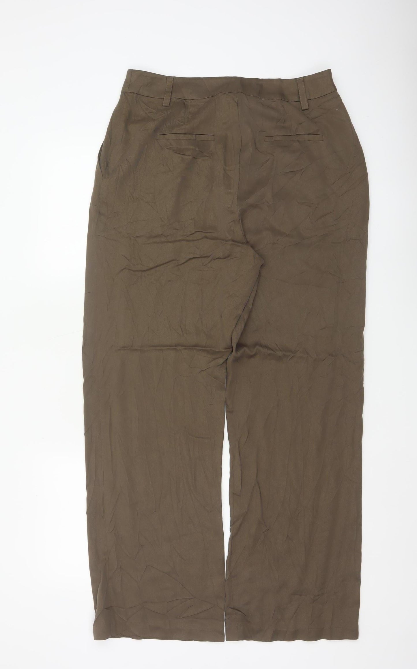 Hush Women’s Brown Size 12 Wide-Leg Lyocell Trousers Tailored Pockets