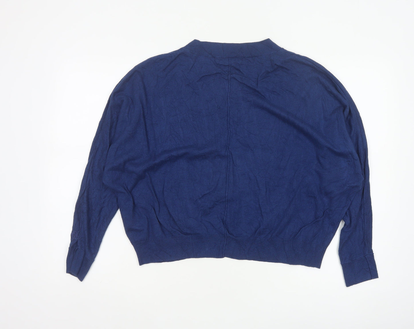 Next Women Blue M UK 12 V-Neck Long Sleeve Knit Pullover Jumper