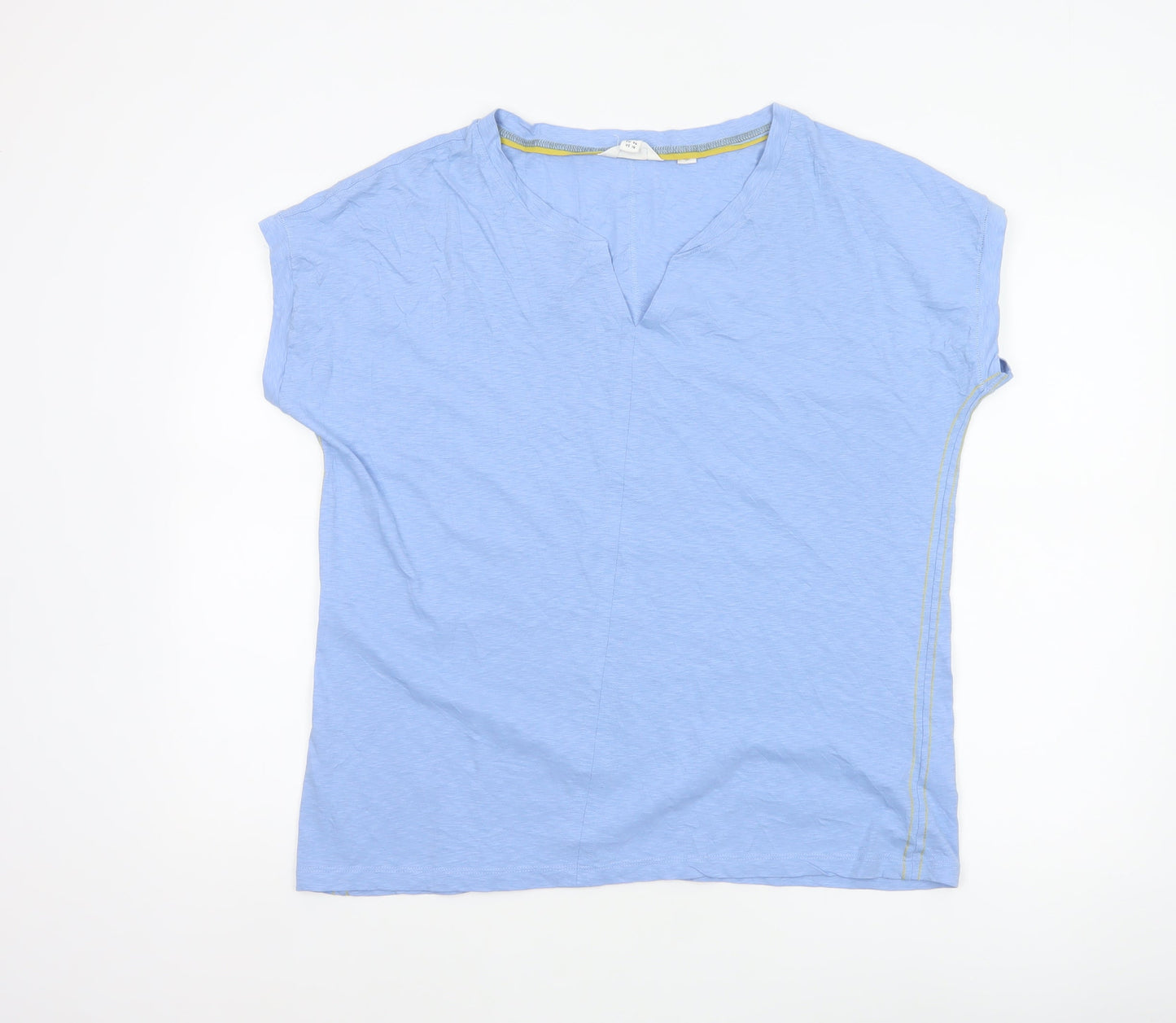 White Stuff Women Blue UK 18 Cotton V-Neck Short Sleeve T-Shirt