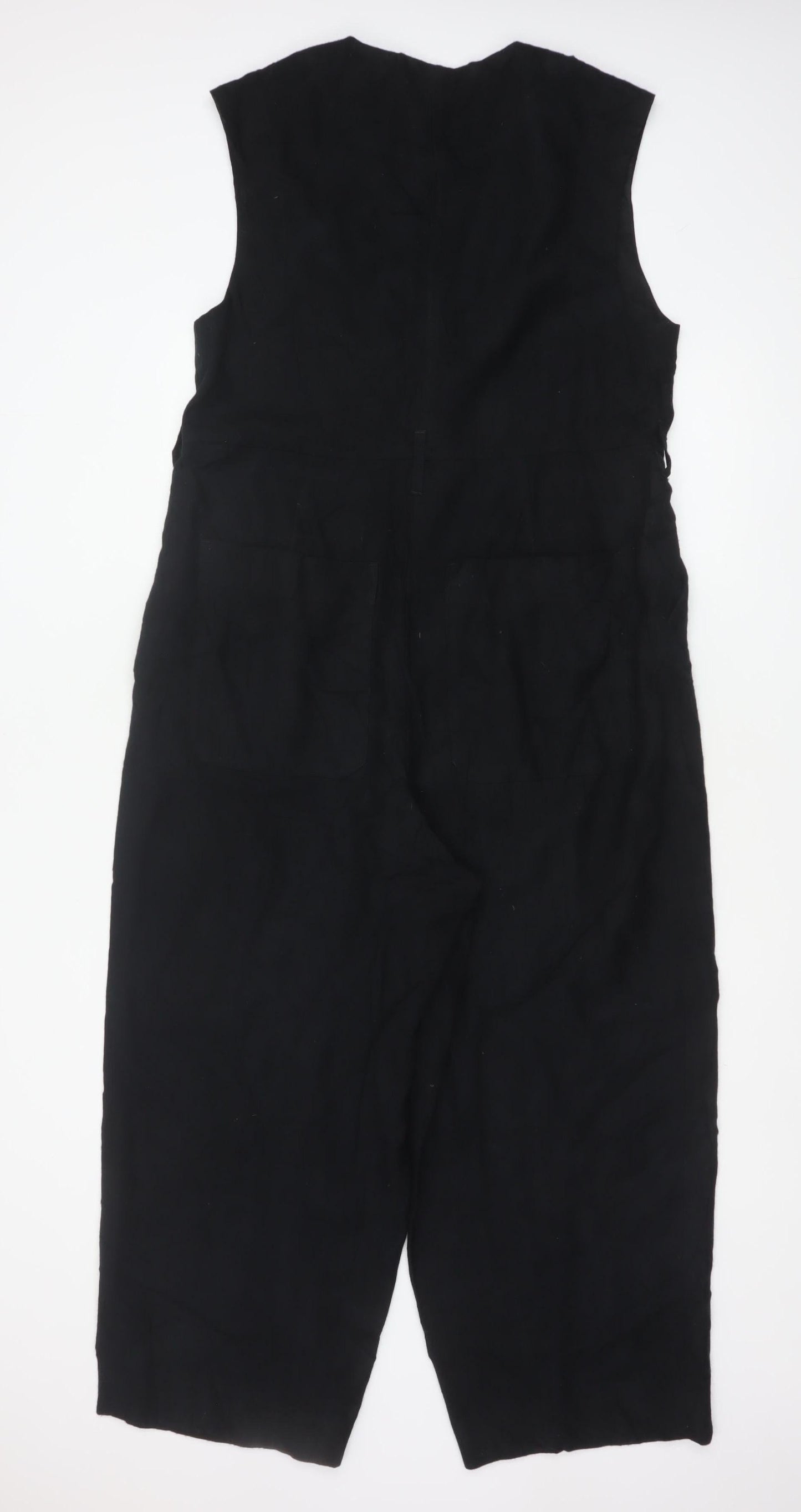 Toast Women Black UK 10 Wool Cotton Wide-Leg Sleeveless Jumpsuit