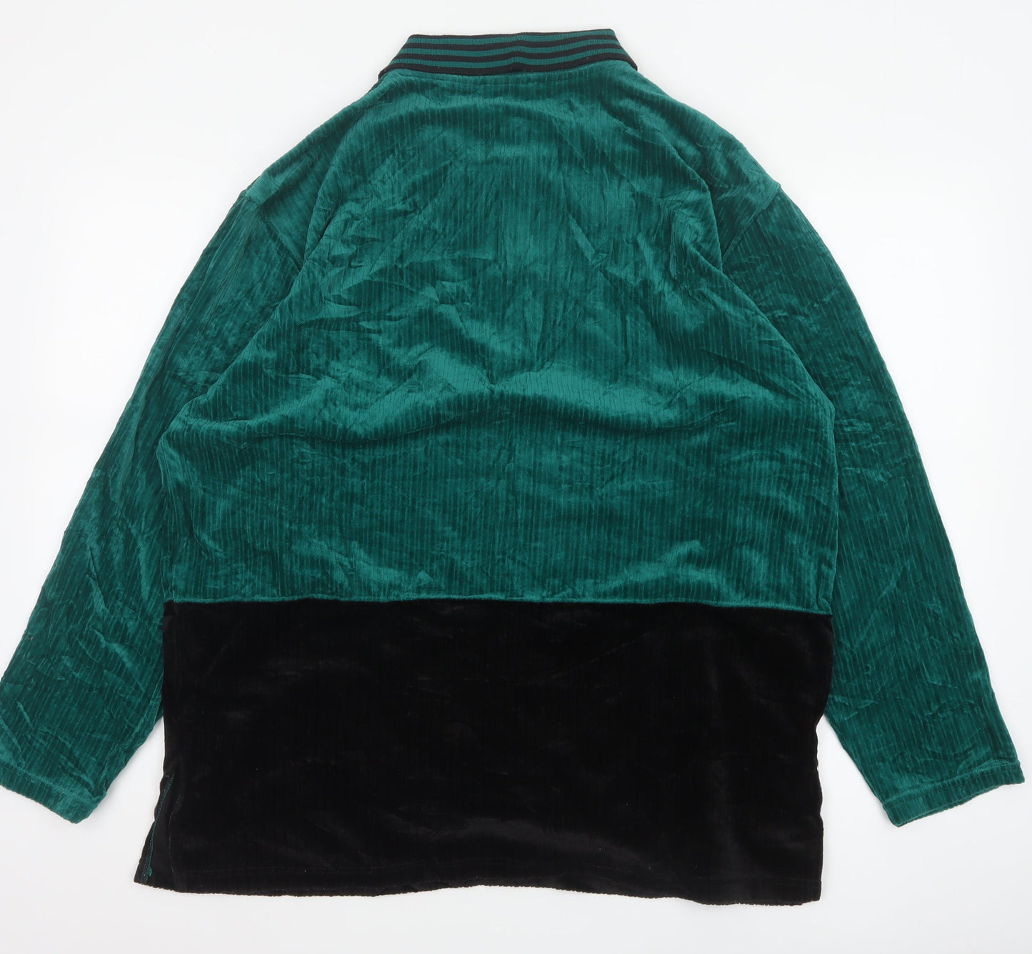 Jaclyn Smith Sport Women Green L Velour 1/2 Zip Colourblock Polo Top