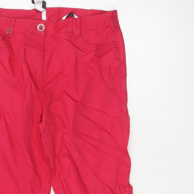 Oscar B. Women’s Red UK 14 Capri Trousers Elastic Waist Pockets