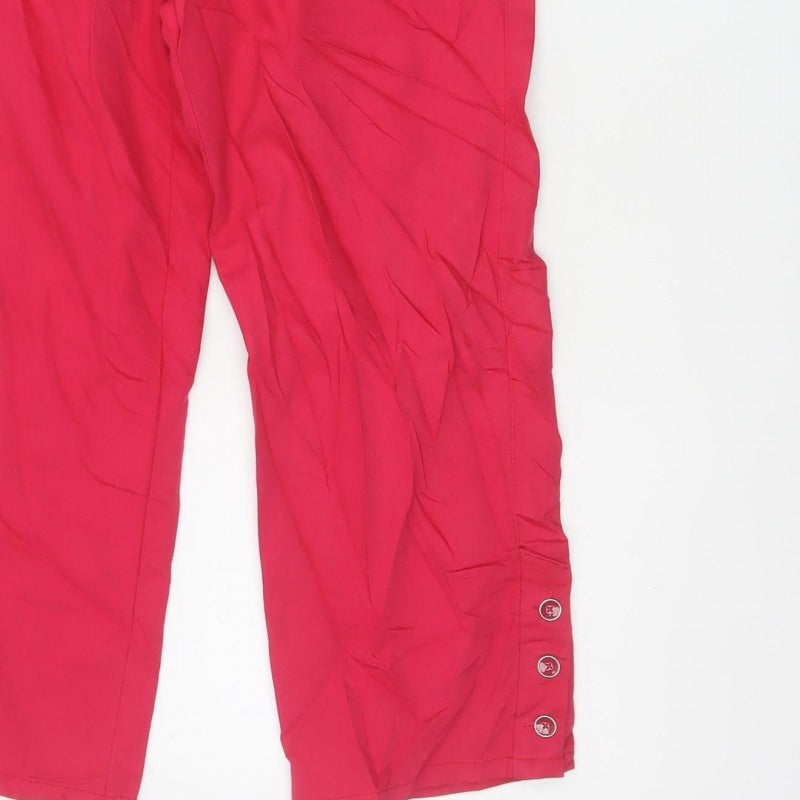 Oscar B. Women’s Red UK 14 Capri Trousers Elastic Waist Pockets
