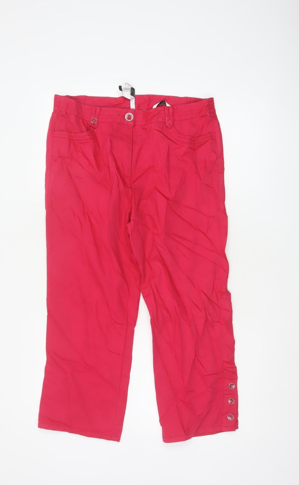 Oscar B. Women’s Red UK 14 Capri Trousers Elastic Waist Pockets