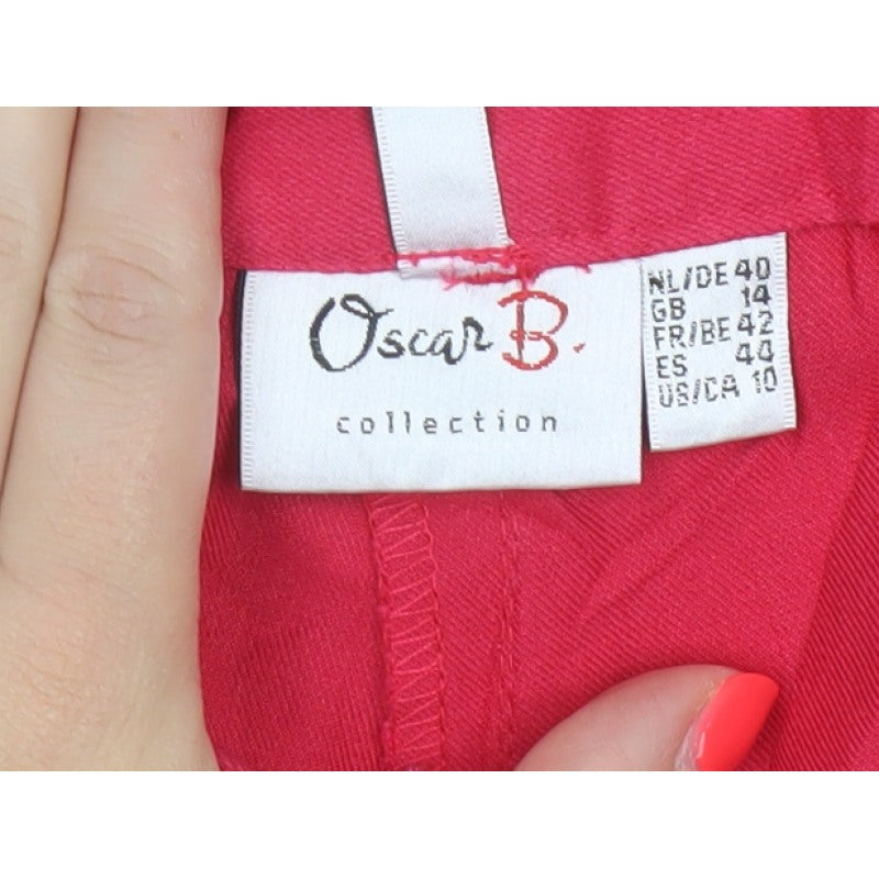 Oscar B. Women’s Red UK 14 Capri Trousers Elastic Waist Pockets