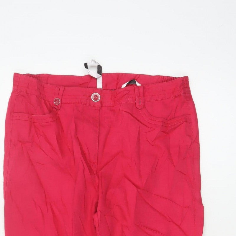 Oscar B. Women’s Red UK 14 Capri Trousers Elastic Waist Pockets