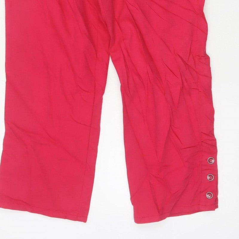 Oscar B. Women’s Red UK 14 Capri Trousers Elastic Waist Pockets