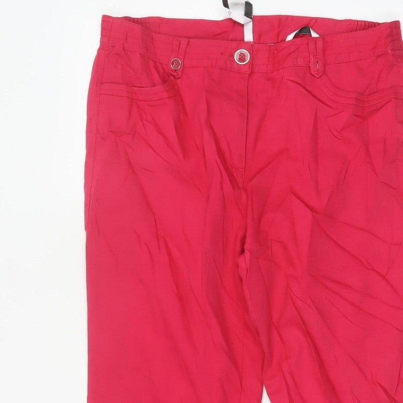 Oscar B. Women’s Red UK 14 Capri Trousers Elastic Waist Pockets