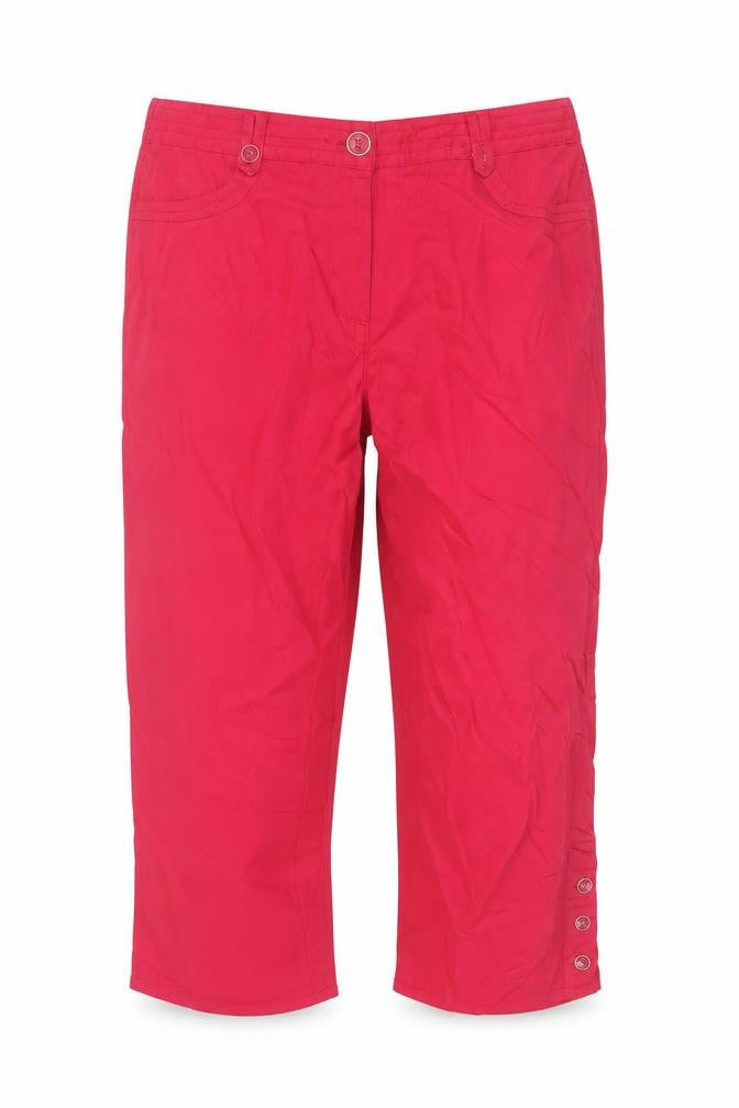 Oscar B. Women’s Red UK 14 Capri Trousers Elastic Waist Pockets
