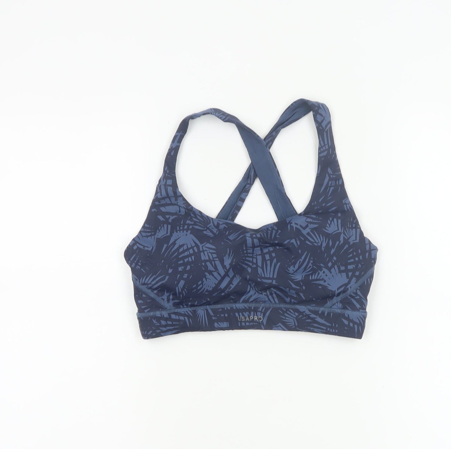 USA Pro Women’s Blue Geometric Crossback Sports Bra UK 10 Medium Support