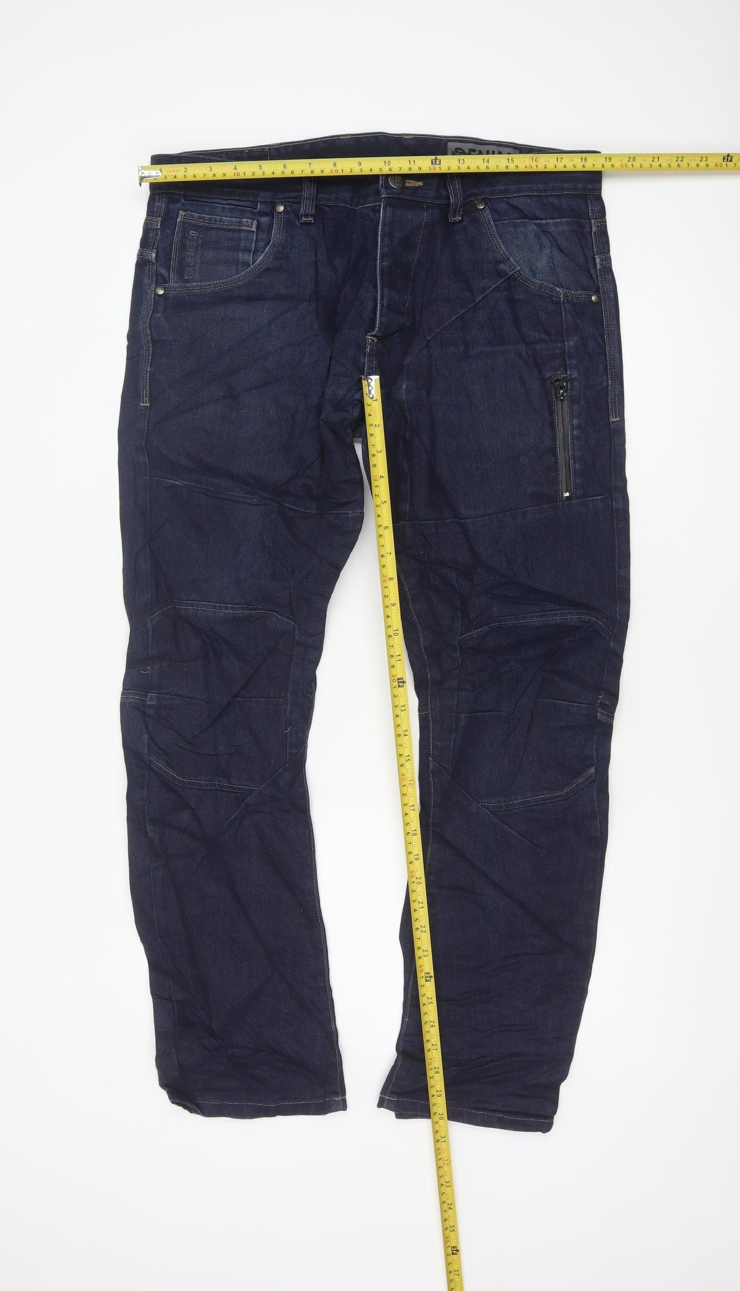 Voi Jeans Men’s Blue W36 L32 Vader Tapered Denim Jeans Zip Pocket