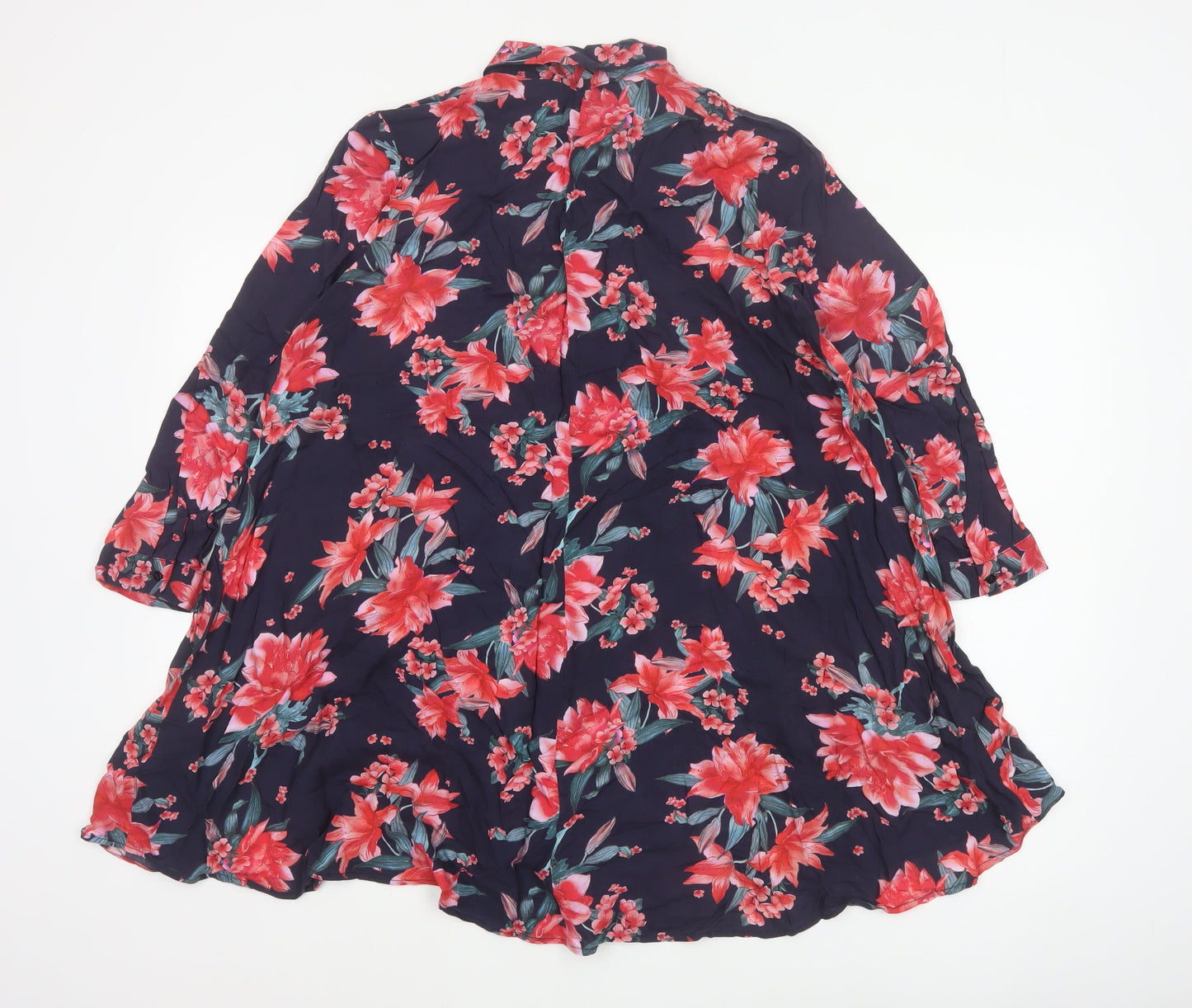 Zara Women Multicoloured S Floral Viscose 3/4 Sleeve Button-Up Tunic