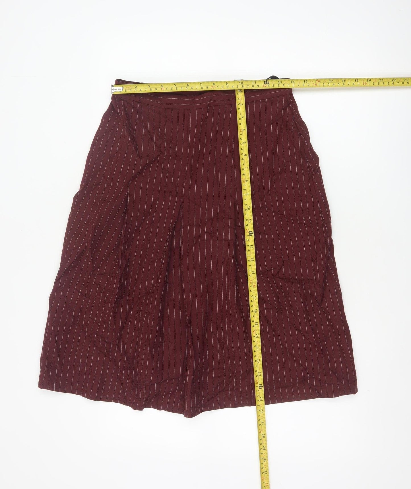 St Michael Women Red UK 14 Flared Pinstripe Midi Skort