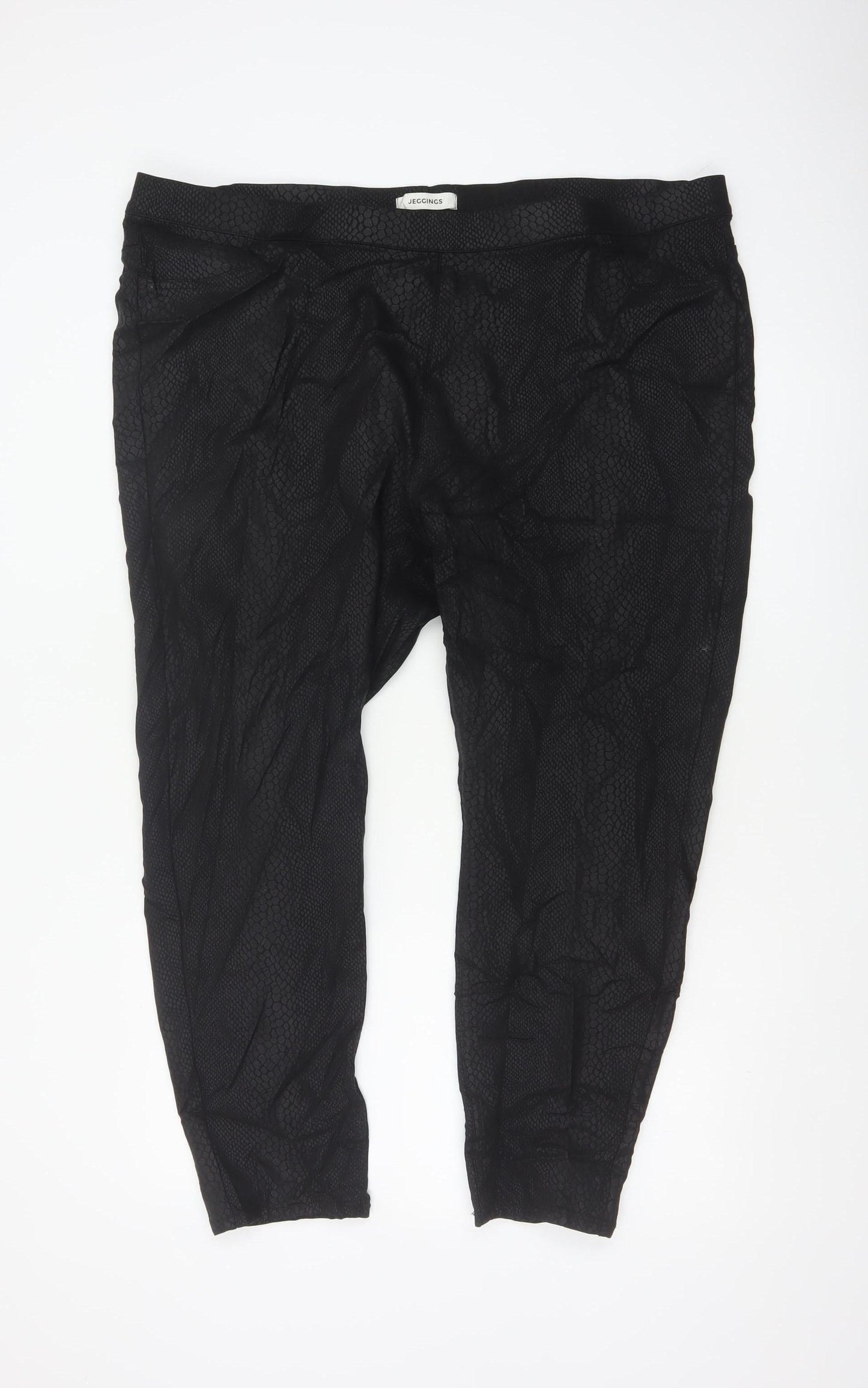 M&S Women Black Snake Print Jeggings UK 24 Short Stretch Slim
