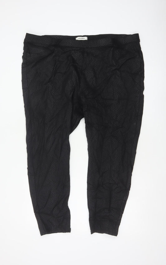 M&S Women Black Snake Print Jeggings UK 24 Short Stretch Slim