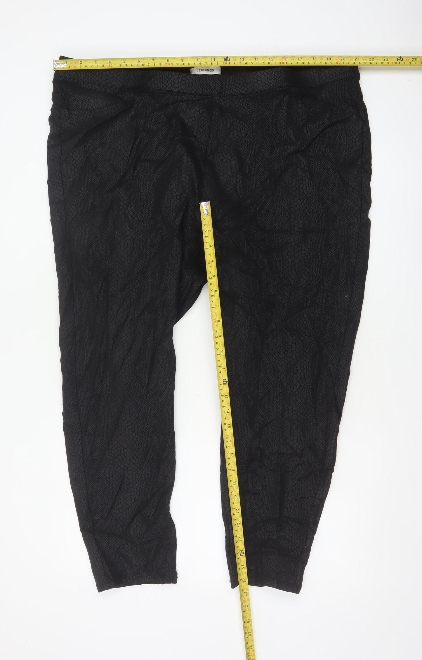 M&S Women Black Snake Print Jeggings UK 24 Short Stretch Slim