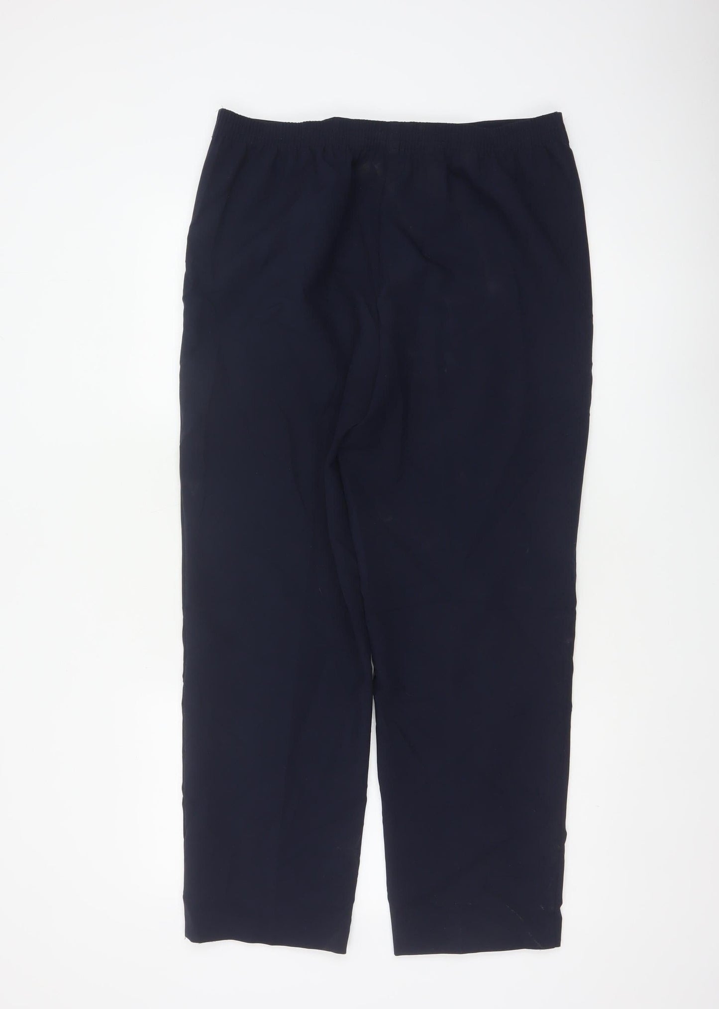 Izle Women’s Navy Blue UK 14 Straight Leg Dress Trousers Elastic Waist