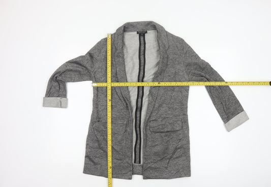 Topshop Women Grey Herringbone Blazer UK 6 Single-Breasted Cotton