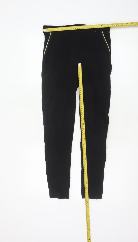 Dorothy Perkins Women’s Black UK 10 Skinny Trousers Gold Zip Pockets