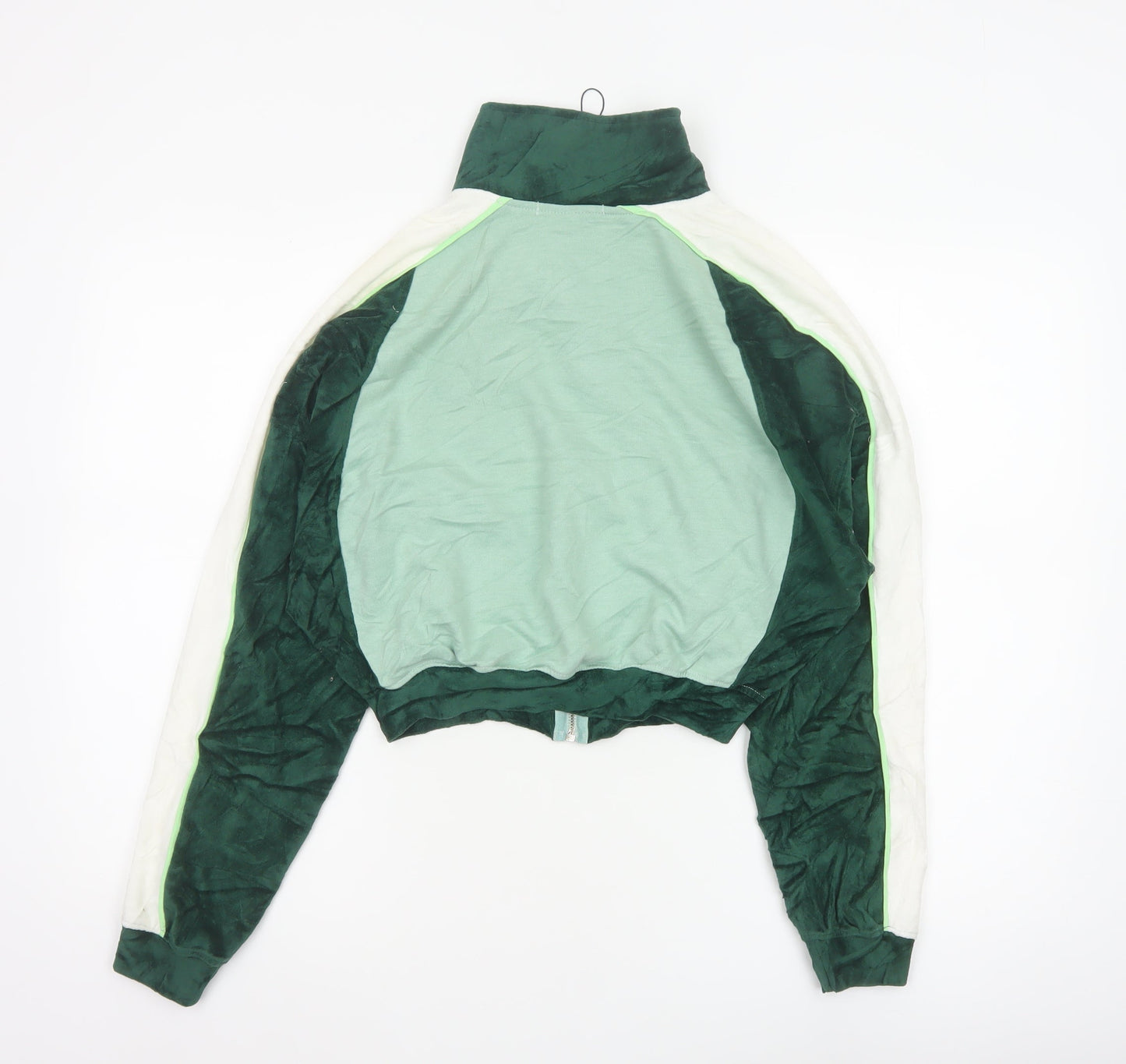 Missguided Women Green UK 8 Cropped Varsity Jacket Logo Full Zip