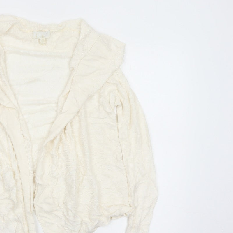 The White Company Women Ivory UK 12 Open Waterfall Knit Cardigan