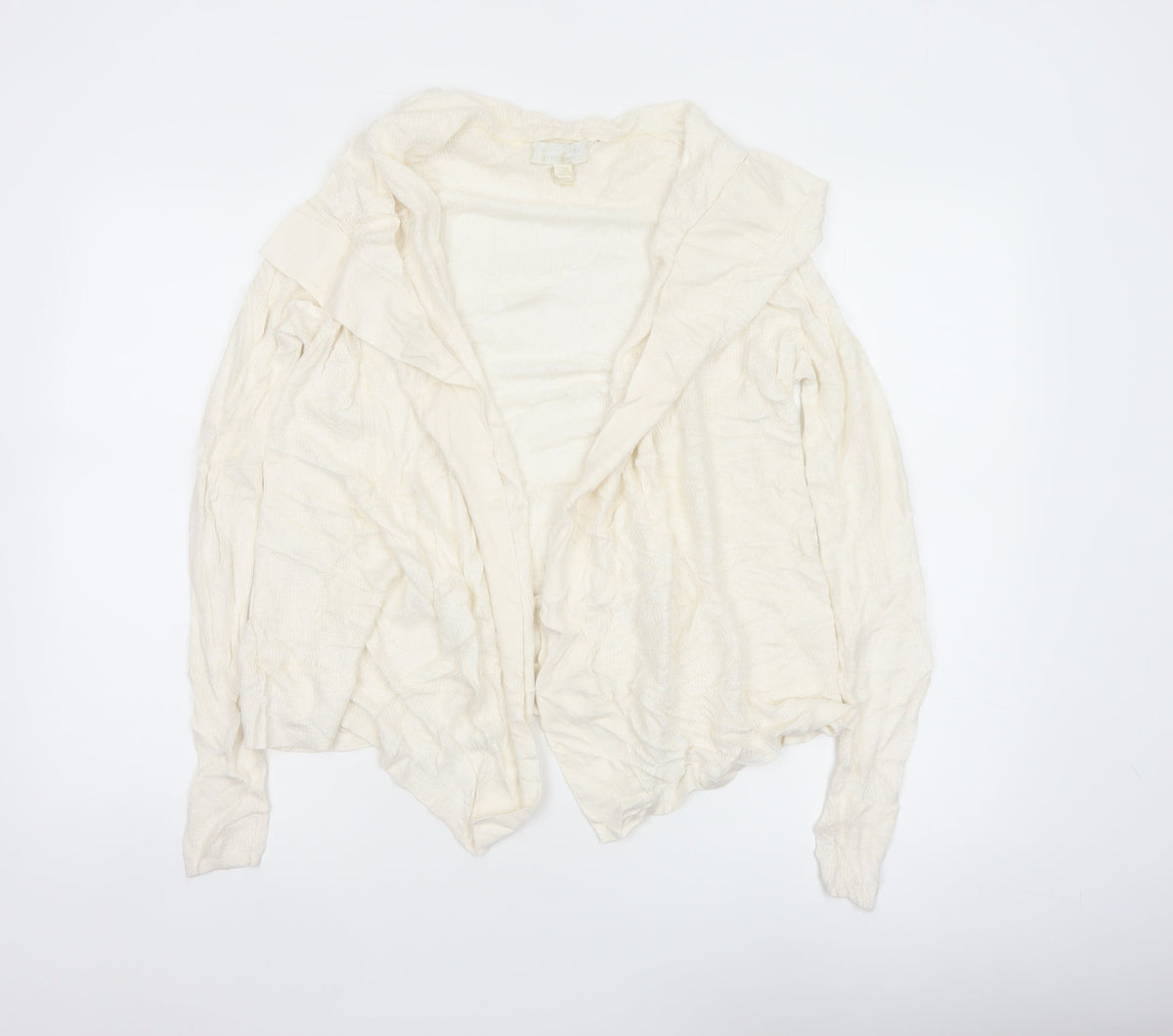The White Company Women Ivory UK 12 Open Waterfall Knit Cardigan