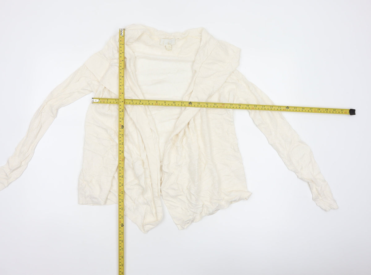 The White Company Women Ivory UK 12 Open Waterfall Knit Cardigan
