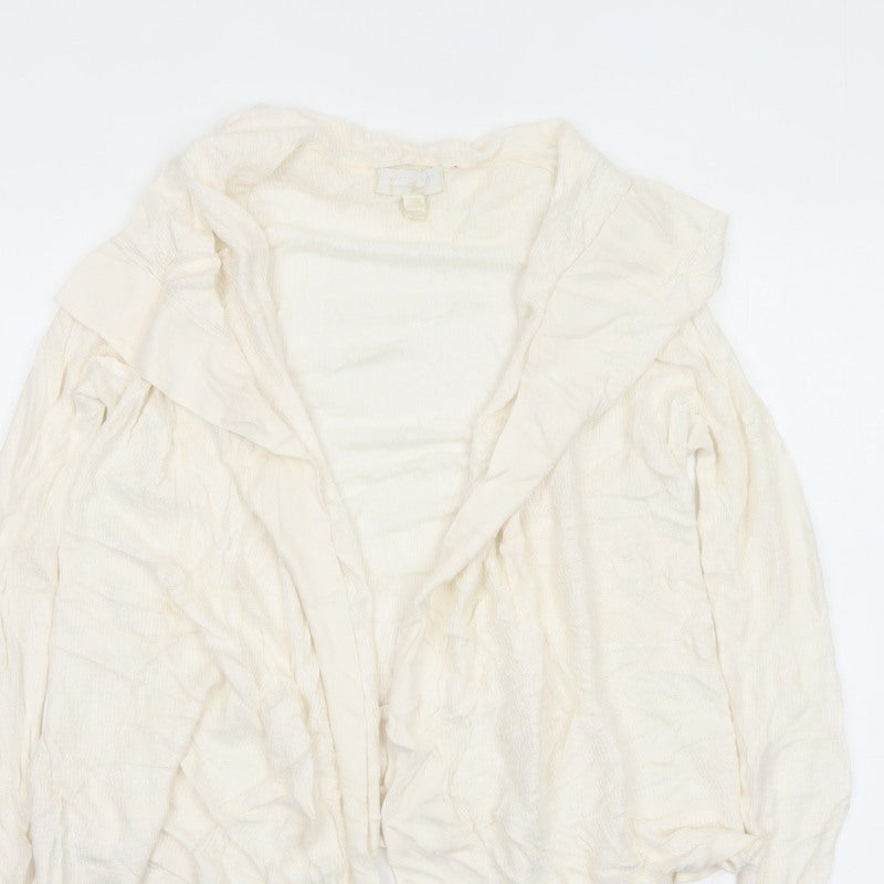 The White Company Women Ivory UK 12 Open Waterfall Knit Cardigan