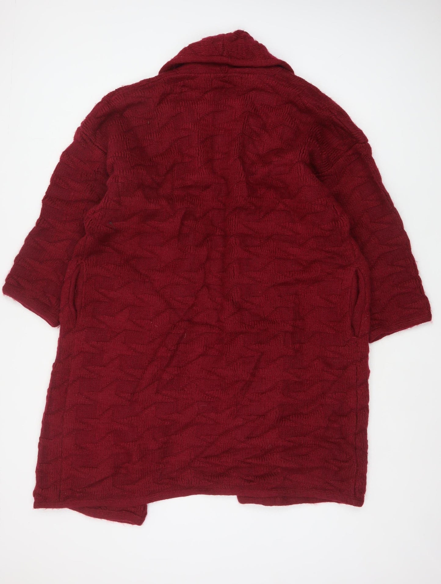 Excel Women’s Red L Chunky Knit Open Cardigan Mohair Wool