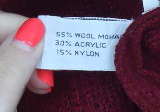 Excel Women’s Red L Chunky Knit Open Cardigan Mohair Wool