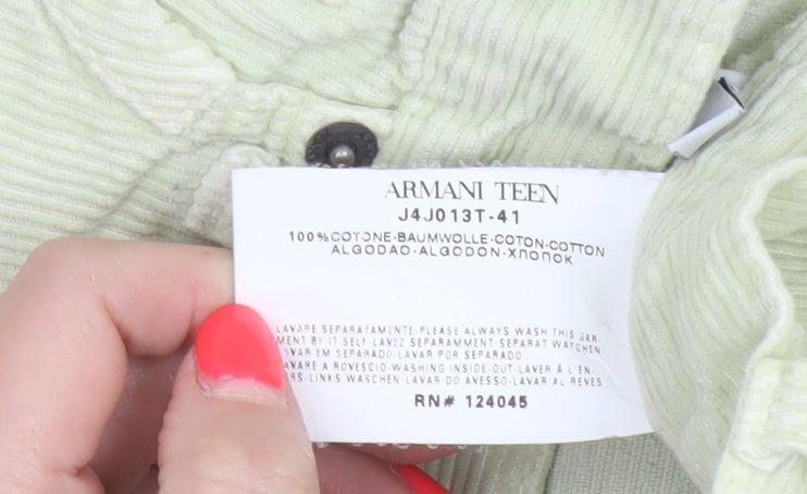 Armani Teen Boys Green 11 Years Corduroy Chino Trousers 148cm