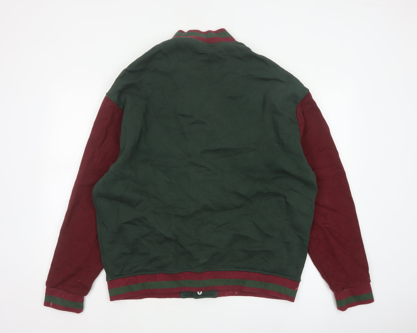 ASOS Design Mens Green Burgundy L Varsity Jacket College Crest