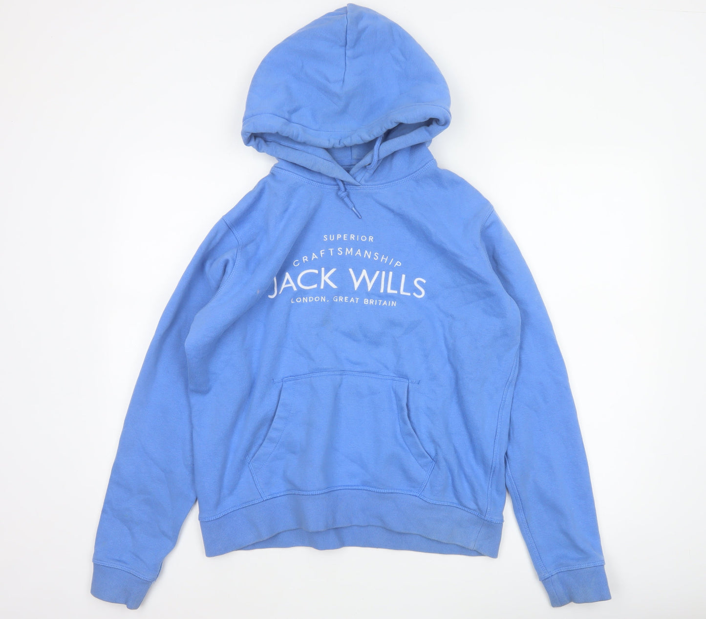 Jack Wills Women's Blue UK 12 Pullover Hoodie Logo Pockets