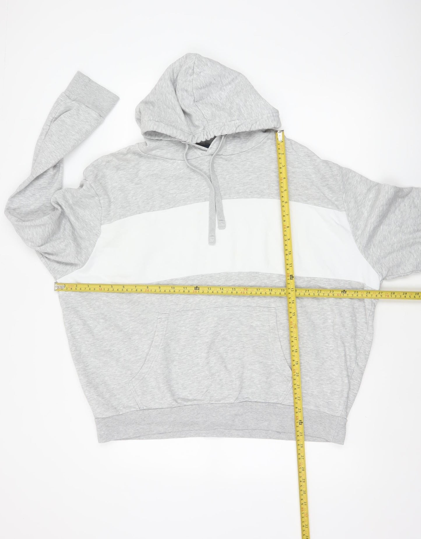 C&A Women’s Grey White Colourblock Pullover Hoodie 2XL Cotton Blend