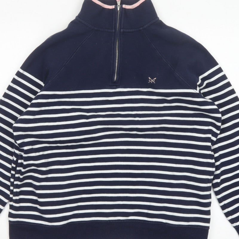 Crew Clothing Company Women’s Blue Striped 1/4 Zip Sweatshirt Size 14