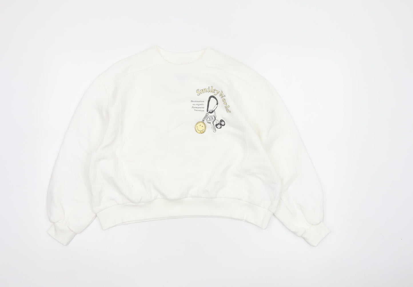 Smiley World Girls White 10-11 Years Pullover Graphic Sweatshirt