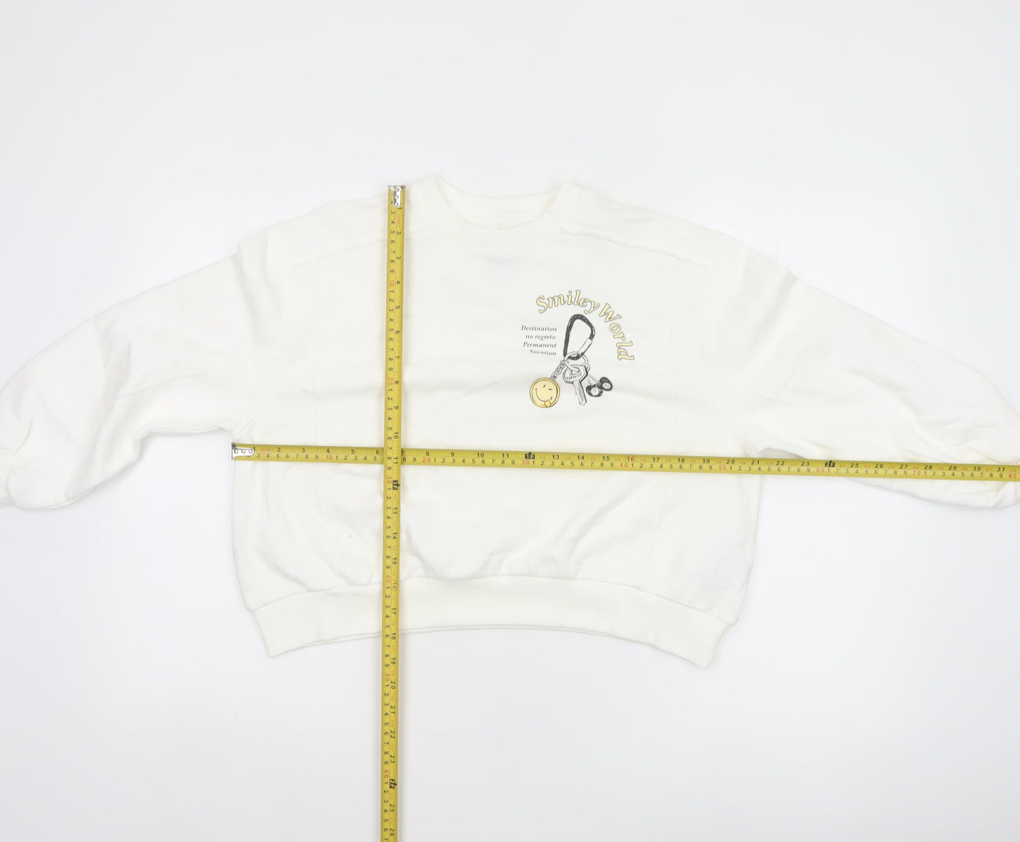 Smiley World Girls White 10-11 Years Pullover Graphic Sweatshirt
