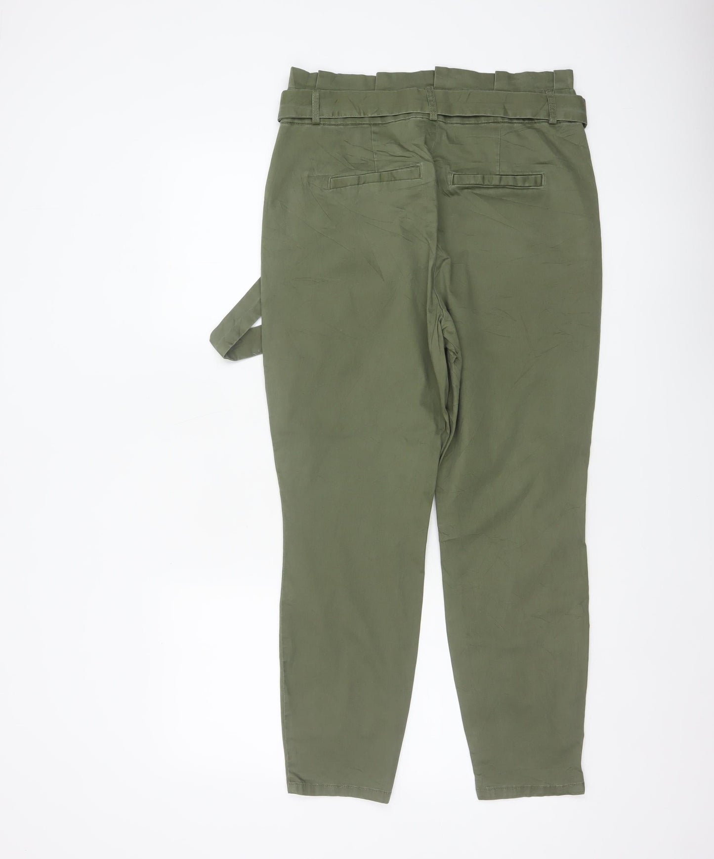 Vero Moda Women's Green M Paperbag Tapered Belted Trousers