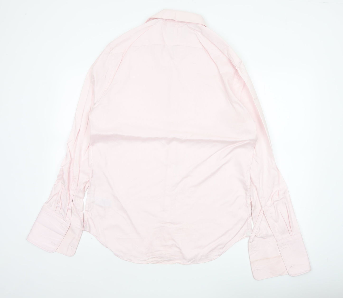 Marks and Spencer Men Pink 16.5 Slim Herringbone Cotton Formal Shirt