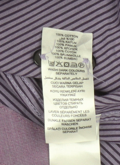 Jeff Banks London Men's Purple XL Striped Cotton Button-Up Shirt