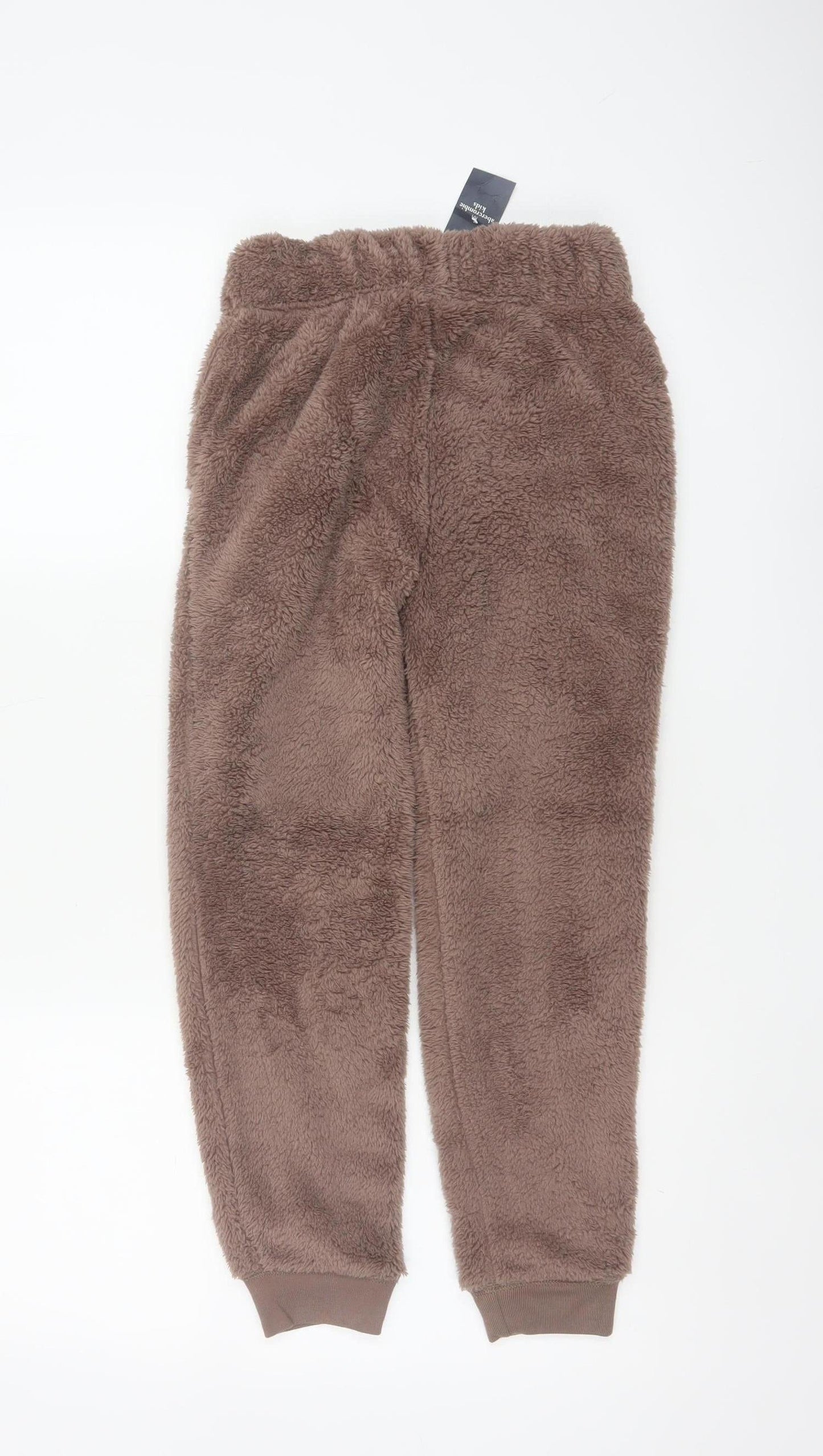 Abercrombie & Fitch Girls Brown 9-10 Years Faux Fur Fleece Jogger Trousers