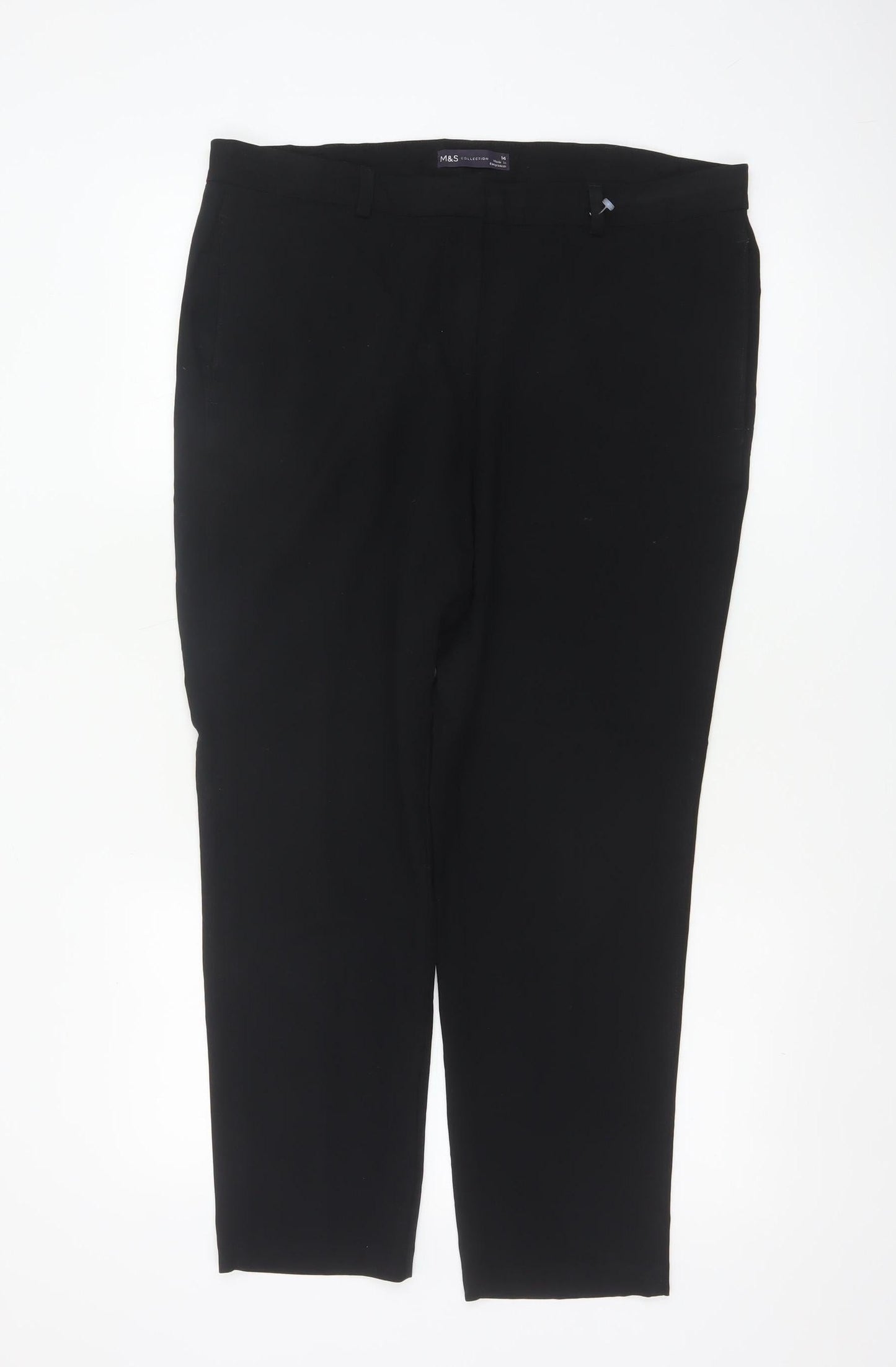Marks & Spencer Women Black UK 14 Straight Tailored Work Trousers