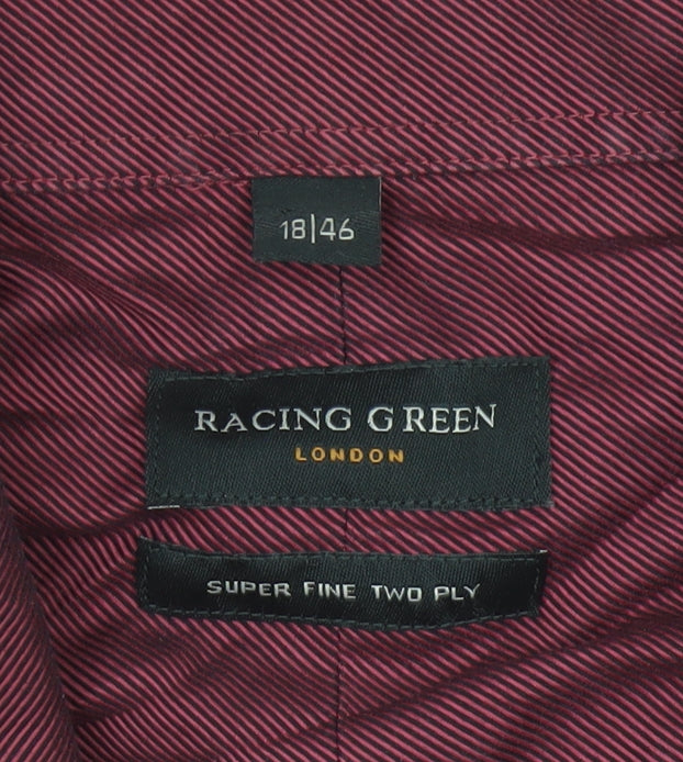 Racing Green Men’s Red 18/46 Long Sleeve Cotton Button-Up Shirt